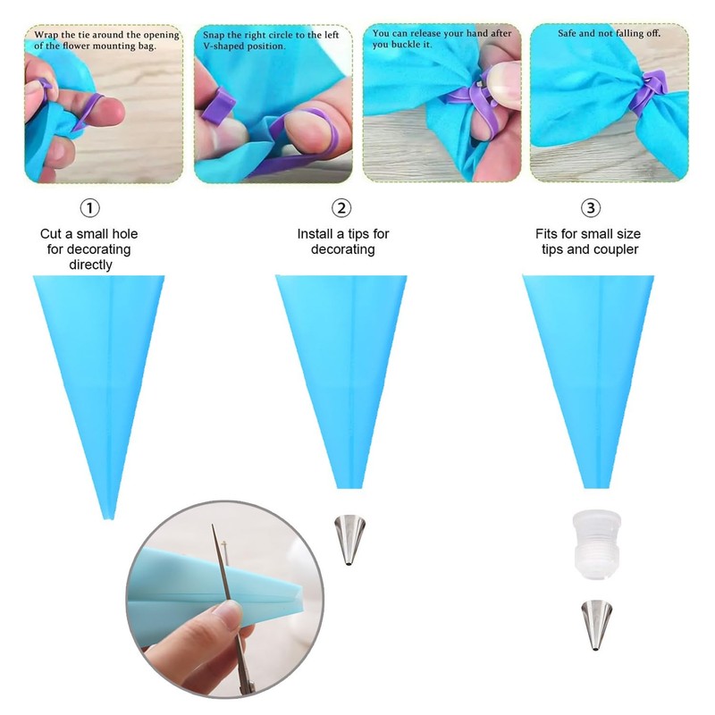 Reusable Piping Bags and Tips Set Silicone Pastry Bags 3X 12’’+14’’+16’’ wit... gallery