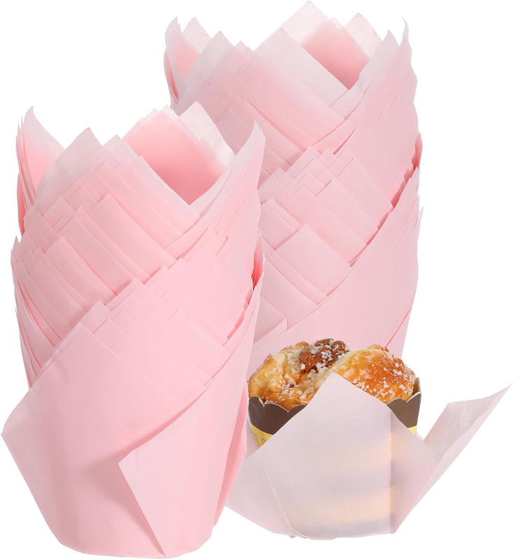 Pink Cupcake Liners 100Pcs Tulip Muffin Liner Muffin Liner Holders for Baking Cu