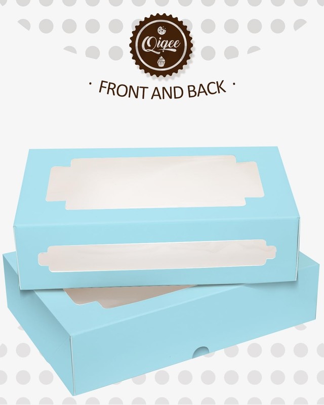 Light Blue Cookie Boxes 8x5.3x2 Inch 24 Pack Bakery Box Window Treat Box gallery