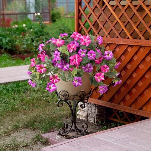 Artificial Fake Flowers Plants for Outdoor Decoration, 2PCS 2 Pcs Fuchsia Lotus gallery