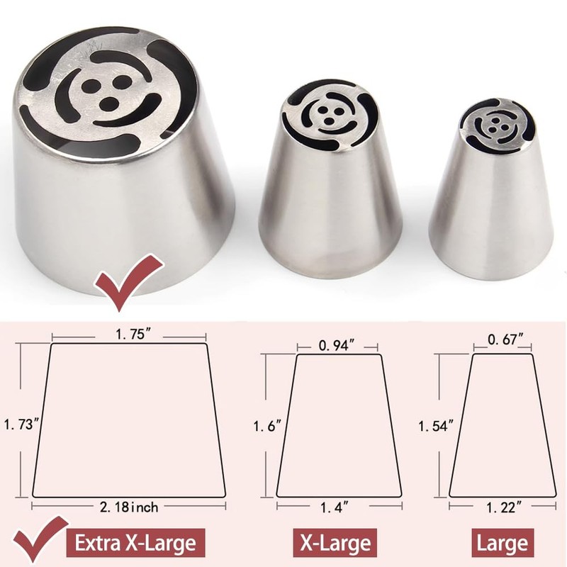 Extra Large Russian Piping Tips - Stainless Steel Flower Nozzles Set for Cake De gallery