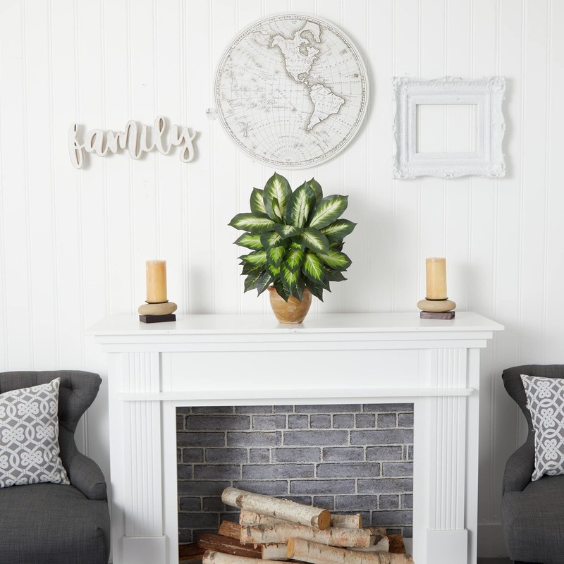 Nearly Natural Artificial Dieffenbachia Plant Faux Greenery In Ceramic Planter gallery
