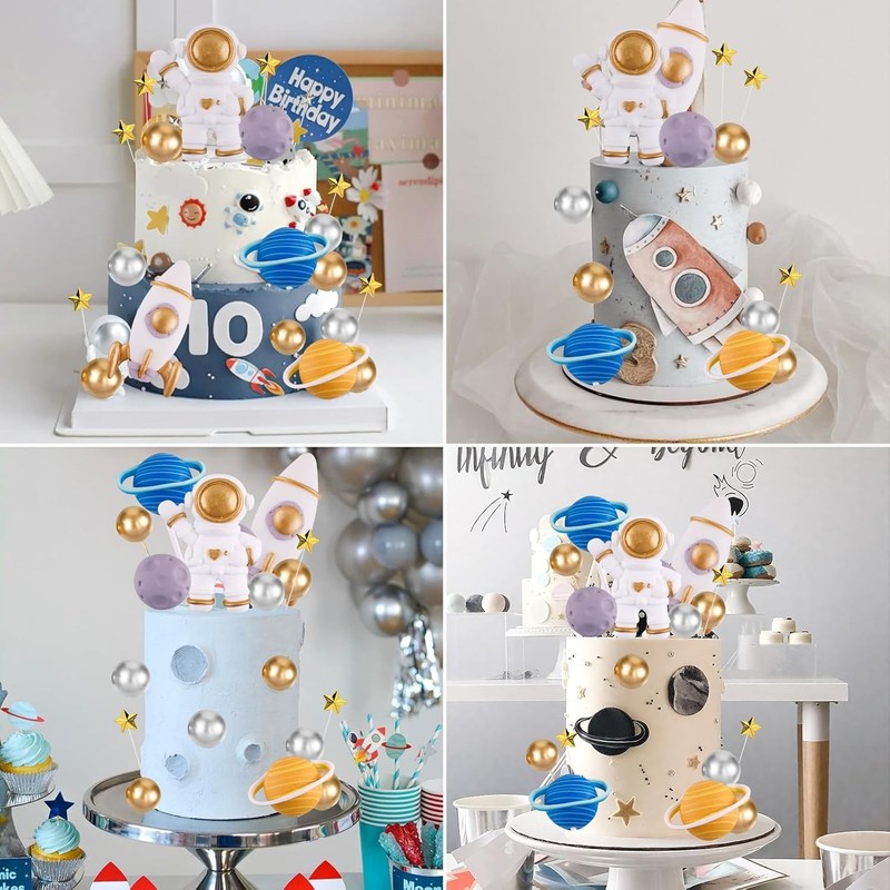 Space Theme Cake Topper 20Pcs Outer Space Cake Decoration Astronaut Figurine gallery