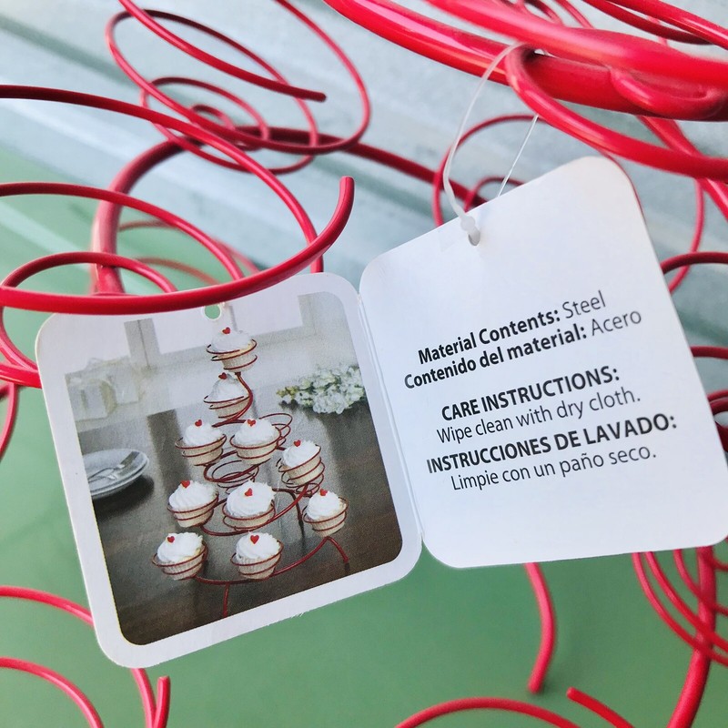 Red 4 Tier Bouncy Swirl Steel Display Centerpiece Cupcake Stand Desert Holder gallery
