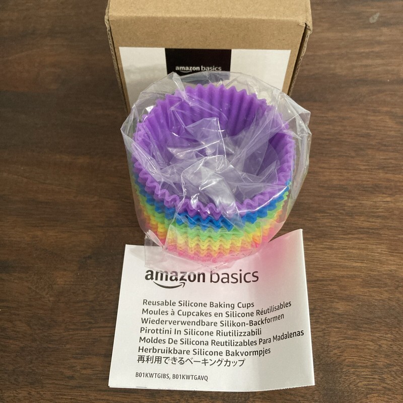 Reusable Silicone Round Baking Cups, Muffin Liners, Pack of 12, Rainbow gallery