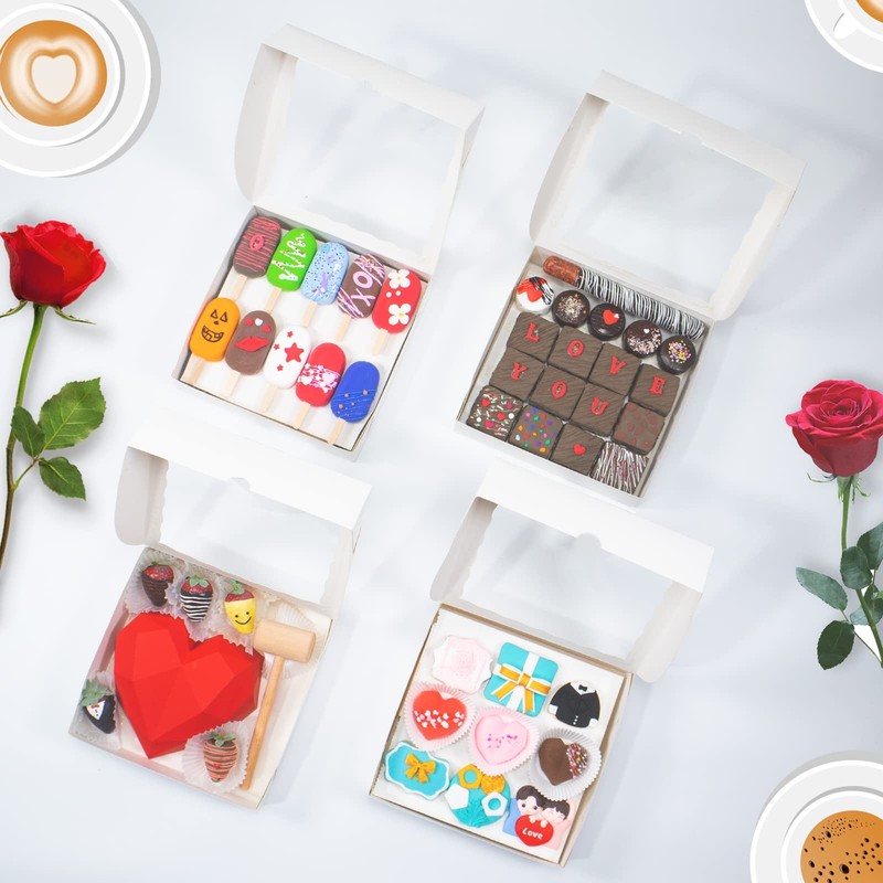 14pcs 9x9x2.5 Inches Bakery Boxes with Window for Pie, Breakable Heart, Choco... gallery