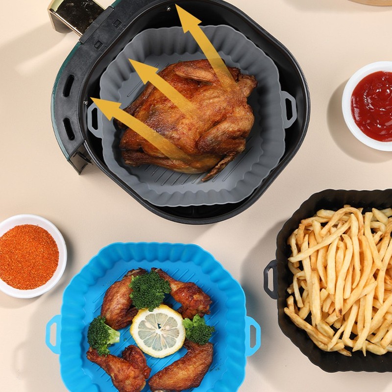 3 Pcs Silicone Air Fryer Baking Liners Microwave Oven Pads Octagonal Shape gallery