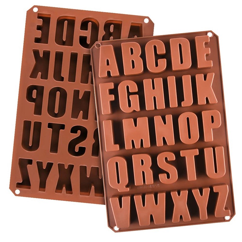 2Pcs Large Letter Molds Silicone Alphabet Mold for Crayon, Cake Baking Decor (2)