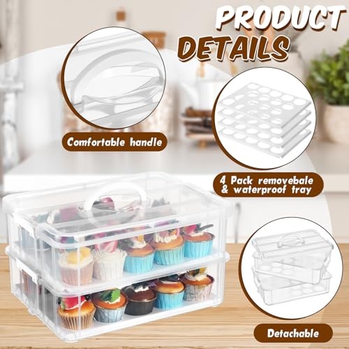 36 Cupcakes Carrier 2-layer for Cake Container Cupcake Holder with Lid and gallery