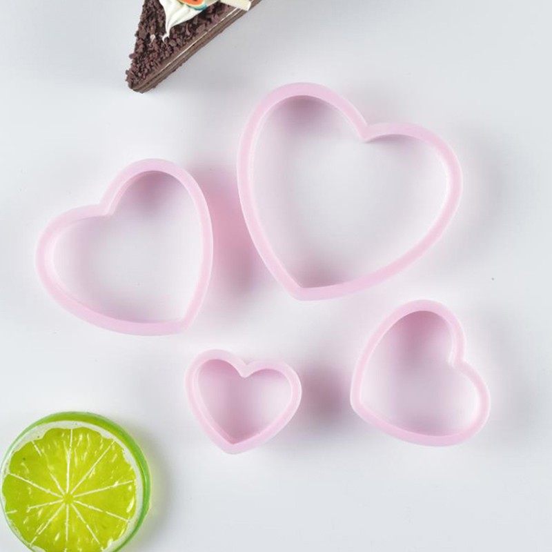 4pcs Heart Shaped Plastic Cake Mold Cookie Cutter Biscuit Stamp Sugar CraftB..X gallery