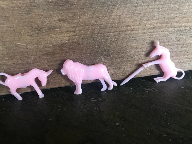 Vintage Cake Toppers Kids Plastic Pink Dog & Donkey Unusual