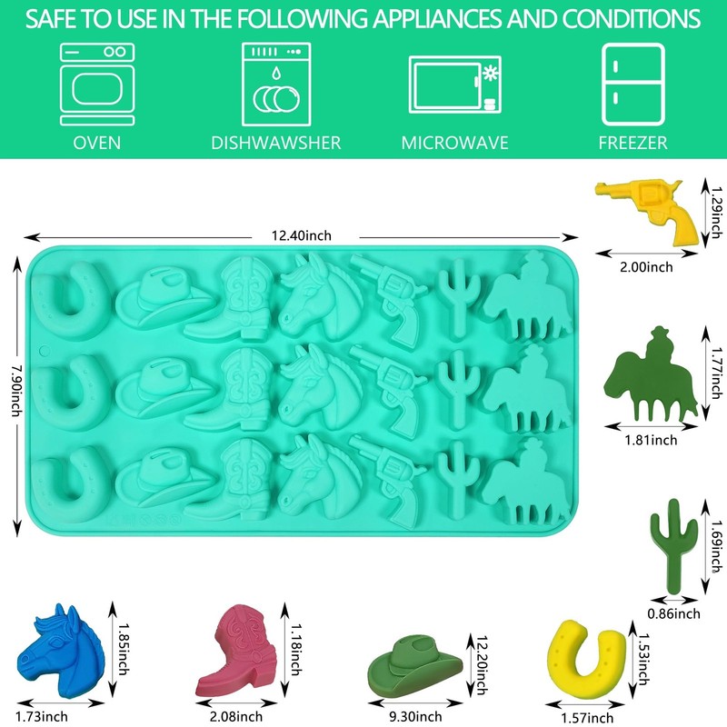 Cowboy Chocolate Molds, Western Themed Silicone Chocolate Molds with Cowboy H... gallery