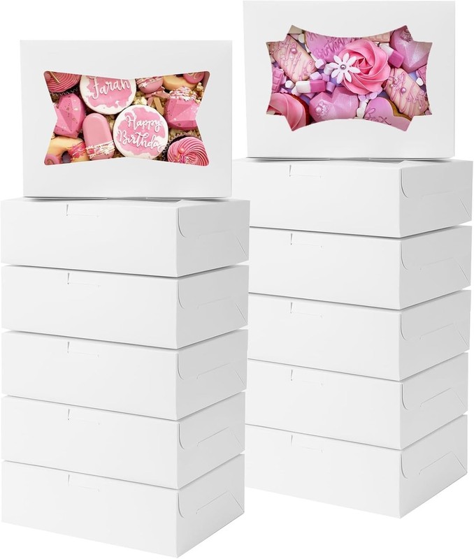 Sturdy 50-Pack Bakery Boxes with Window - Perfect for Treats and Baked Goods gallery