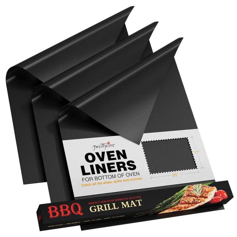 PrettyCare Oven Liners for Bottom of Oven – 3 Pack Large Heavy Duty Mats, 16.25x