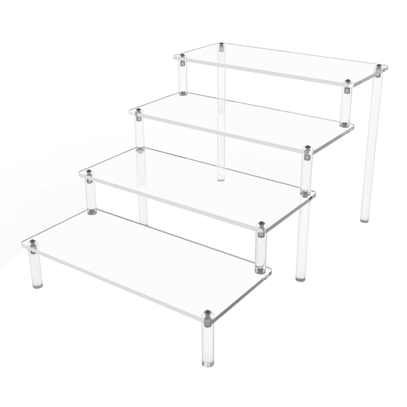 Hmdivor Acrylic Risers for Display 1 Pack 4 Tier Clear