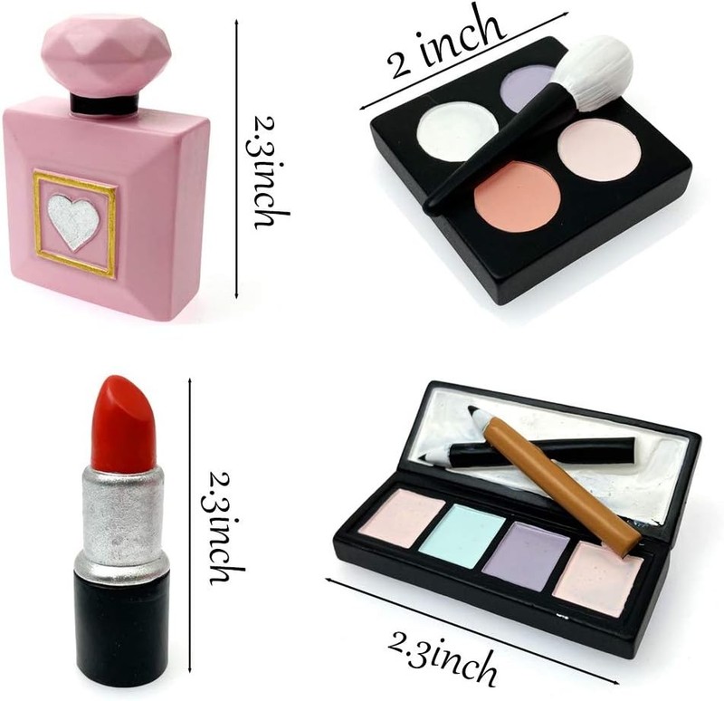 Makeup Cake Topper 4 Pack, Resin Cosmetics Lipstick Perfume Bottle Eye Shadow gallery