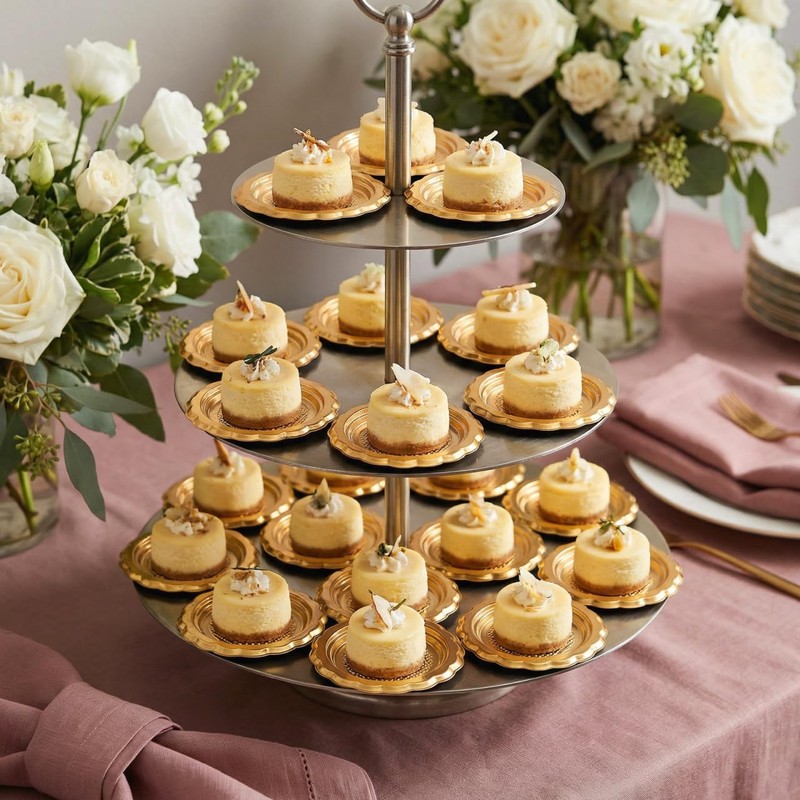 Mini Golden Cake Plates 20 Pcs Round Mousse Cupcake Boards Circle Base DIY gallery