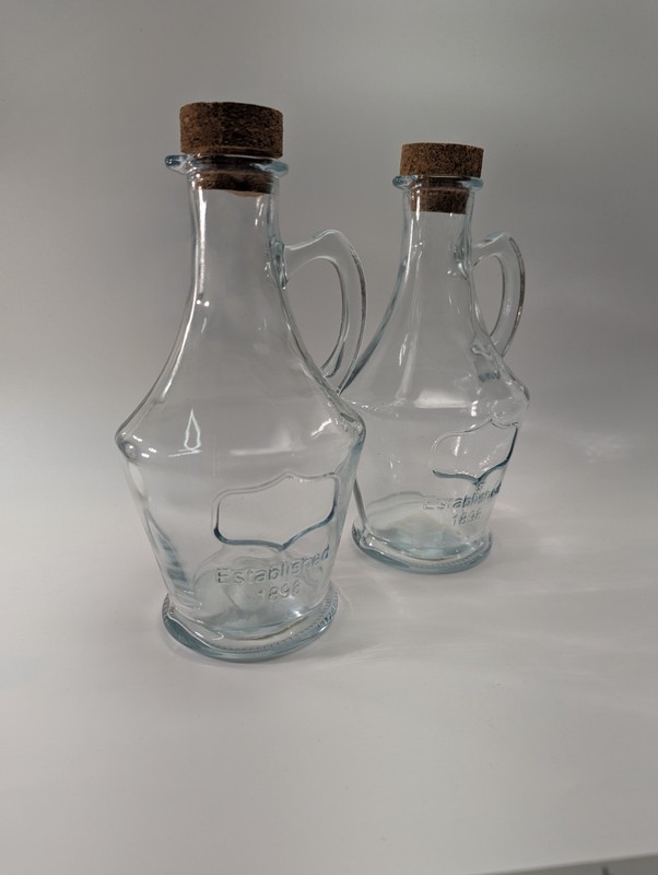 Yorkshire Set of 2 Oil Ans Vinegar Bottles Circleware Kitchen W/Cork lid 16 oz gallery