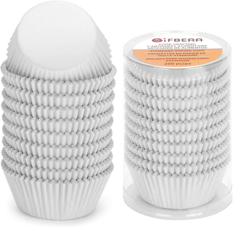 White Metallic Foil Cupcake Liners Standard Size Baking Cups, 200-Count