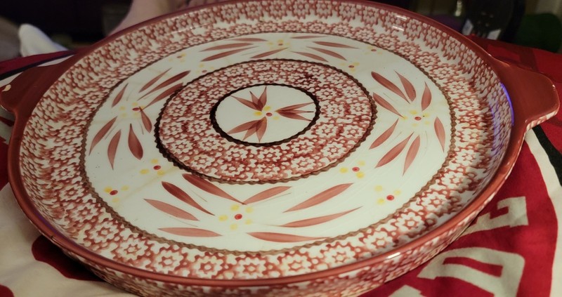 Temptations Old World Cranberry Cake Plate Platter By TARA VINTAGE Yellow Flower gallery