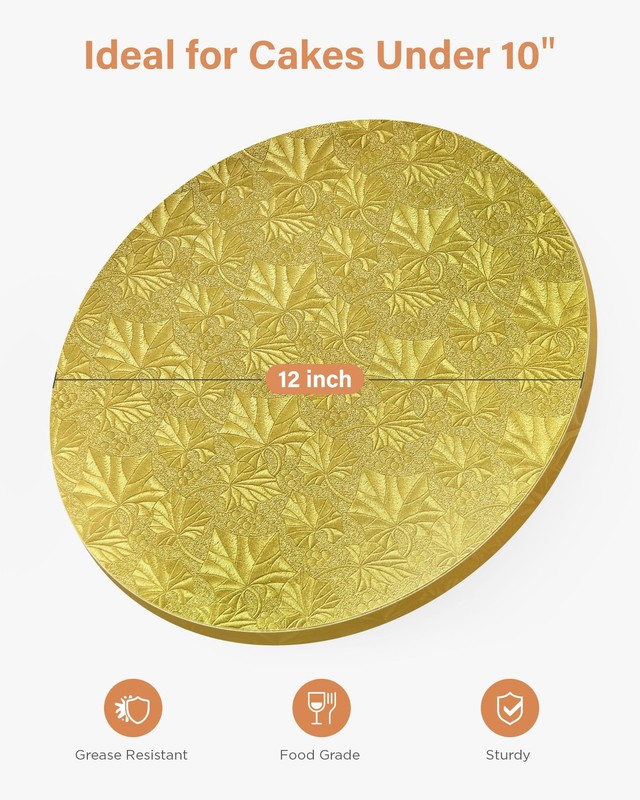 Cake Boards Drum 12 Inch Round, 1/2" Thick Decorating Supplies, Gold Sturdy C... gallery