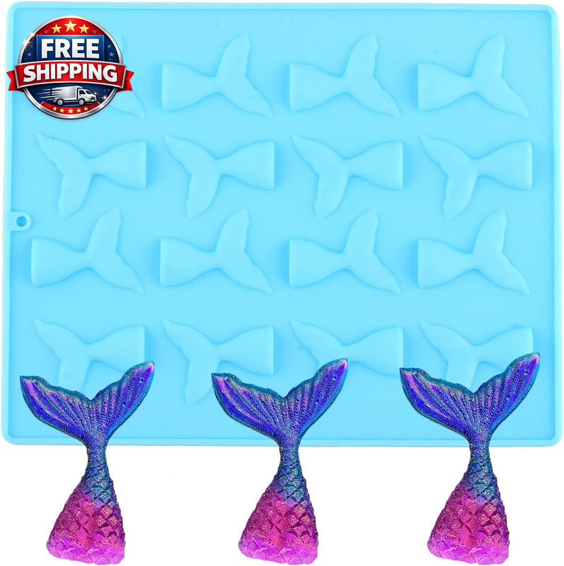 16 Cavity Mermaid Tails Silicone Candy Molds Mermaid Gummy Mold for Cake Decorat
