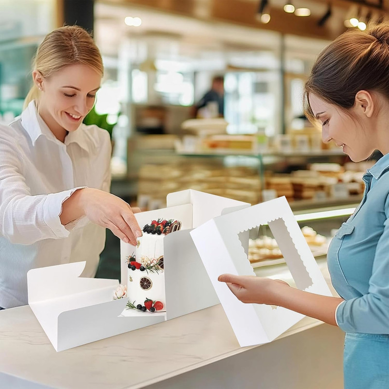 15 PCS Cake Boxes with Window 8x8x8 Inches White Bakery Boxes Square Containers gallery