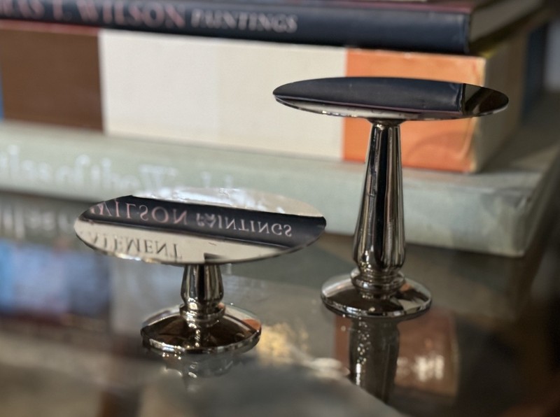 Mini Silver Metal Cupcake Petit Desert Stand Pedestal Display Set Chrome/Nickel? gallery