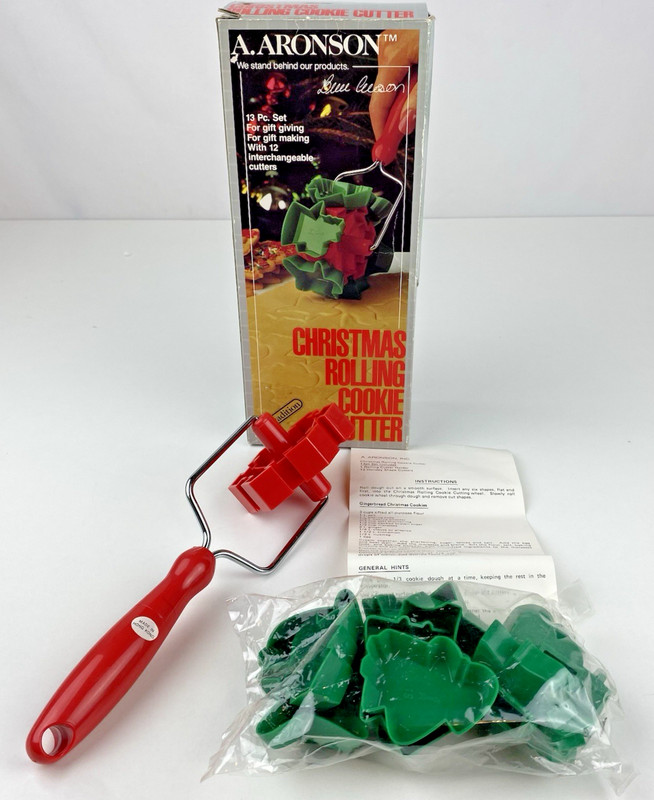 Aronson Christmas Rolling Cookie Cutter Set 13 Piece Open Box Contents Sealed