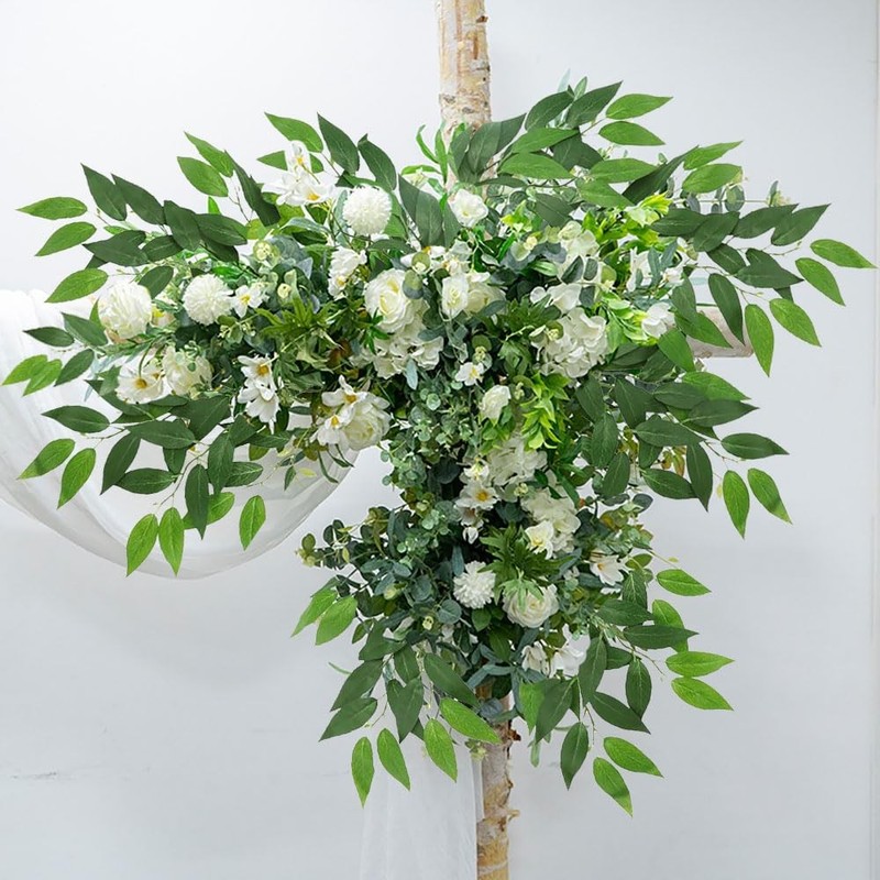 Wonice Artificial Italian Ruscus Greenery Stems Faux Green Leaf Garland gallery