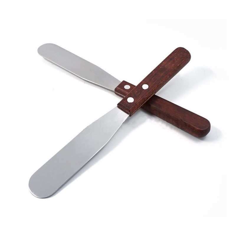 2-Pack 6″ Stainless Steel Cake Spatula with Wooden Handle for Spreading