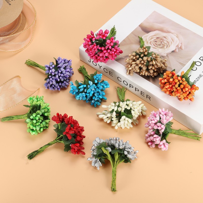 144Pcs Mini Artificial Pip Berry Picks Bunch Fruit Flower Stamen Light Orange gallery