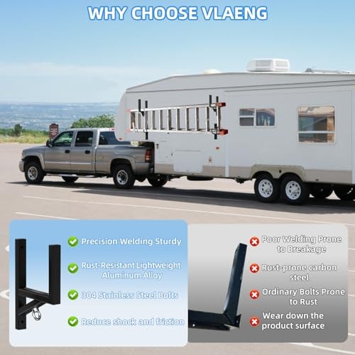 Cargo Trailer Ladder Rack-200lb Load-Carry 1-2 Ladders-Adjustable Black-2pc gallery