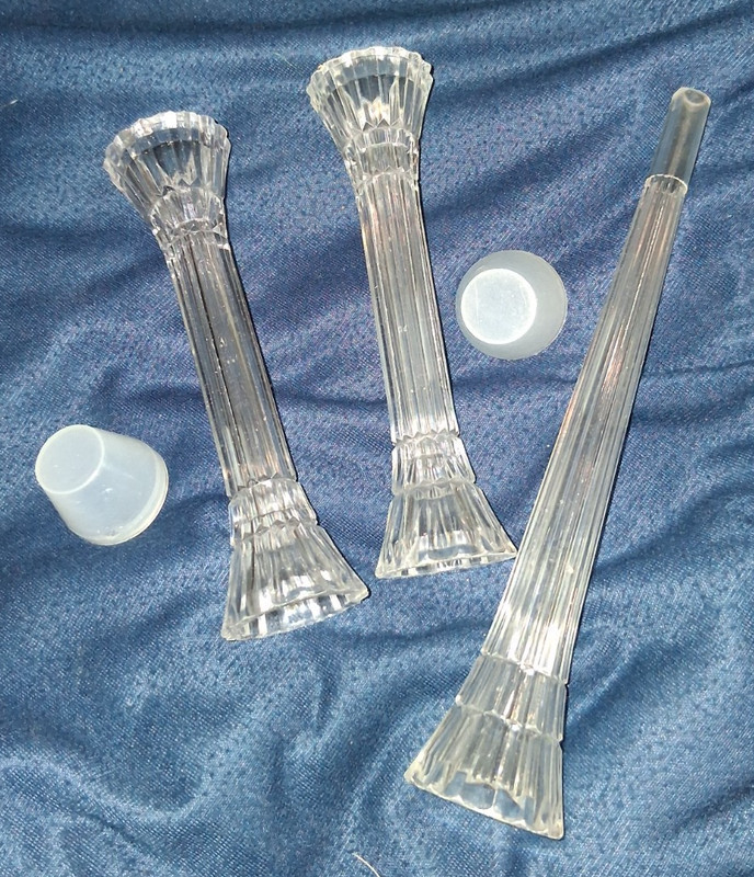 Lot 3 Vintage Wilton Clear Acrylic Cake Stand Cupcake Tiered Display Pillars gallery