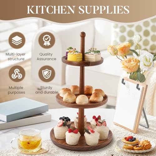 Cupcake Stand Dessert Table Display Set – 2 in 1 Adjustable Height Rustic gallery