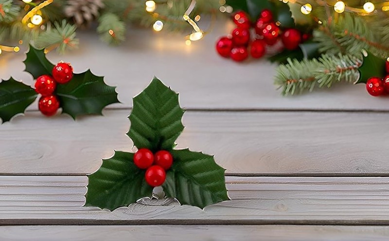 10Pcs Christmas H Berries Faux Berry Flowers with Leaves Xmas Berry gallery