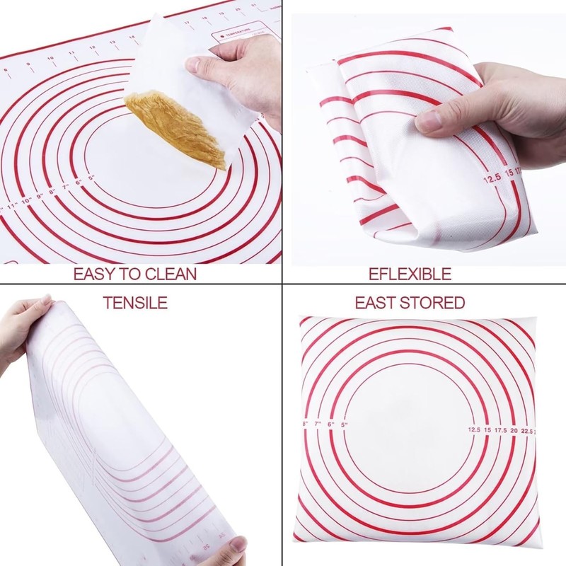 Stainless Steel Rolling Pin and Silicone Mat Set, Adjustable Thickness Rings ... gallery