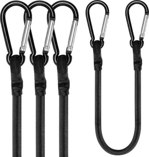 Heavy Duty 12" Bungee Cords with Carabiner Hooks - 4 Pack - 12" x 4pcs gallery