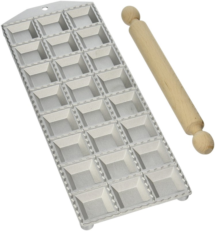 24Hole Aluminum Square Ravioli Maker With Rolling Pin Pasta Tool Kitchen