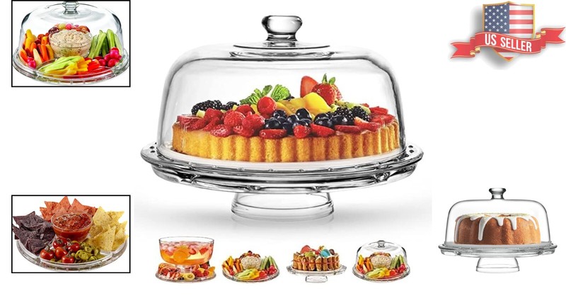 Portable Elegant Glass Cake Stand with Dome - Ideal for Events and Entertaining gallery