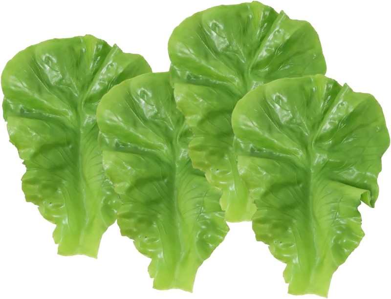4PCS Artificial Lettuce Leaves, Realistic Faux Lettuces Fake