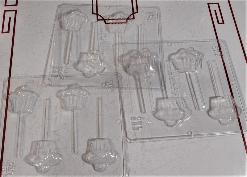 Cupcake w/ Strawberry Dessert on Top Lollipop Chocolate Candy Mold, (3 pc) gallery