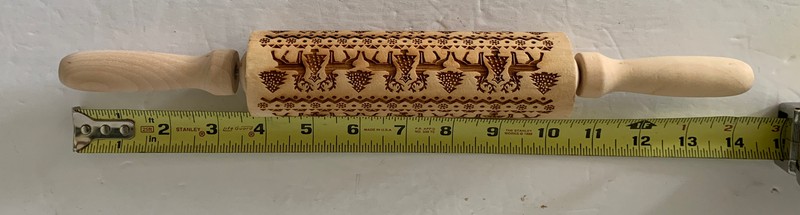 Embossed Wooden Rolling Pin, Engraved with Christmas Elk Deer Great For Holidays gallery