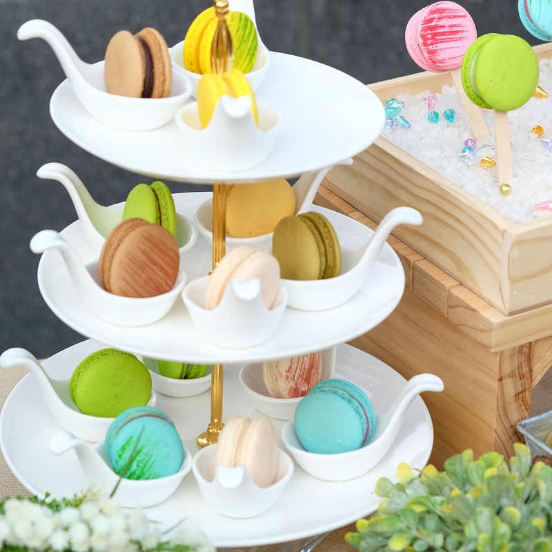 3-Tier Cupcake Stand Holder, 15/20/25cm Tiered Serving Tray, Green(Ripple) gallery