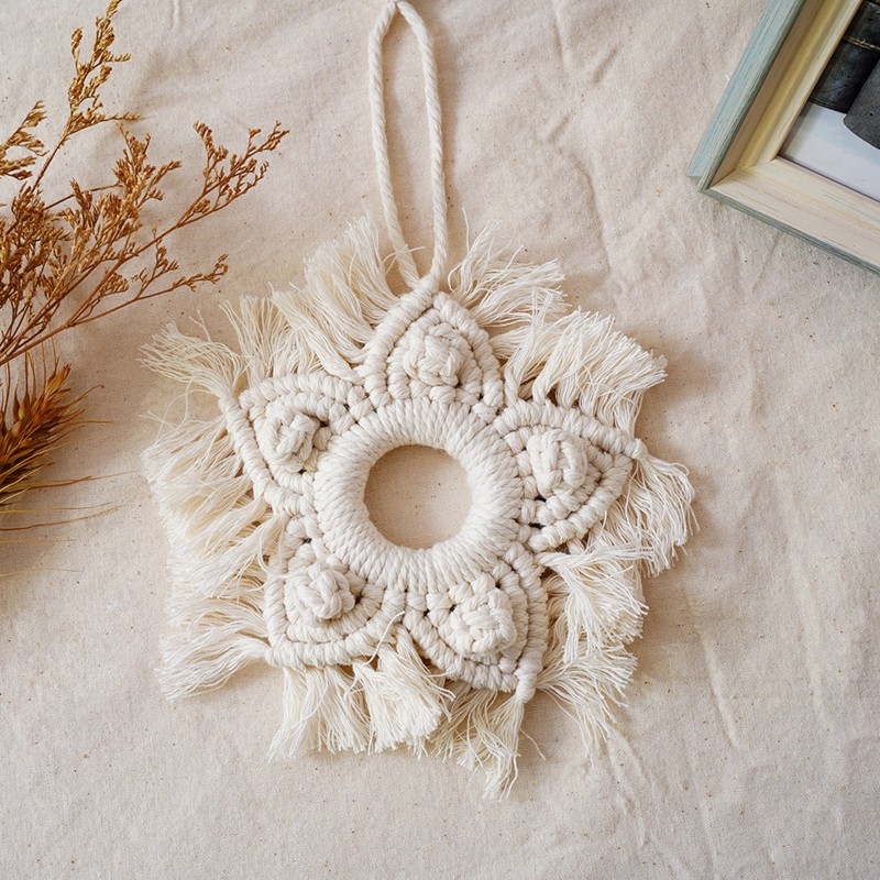 Hand Woven Macrame Pendant Tapestry Boho Style Cotton Handmade Ornament gallery