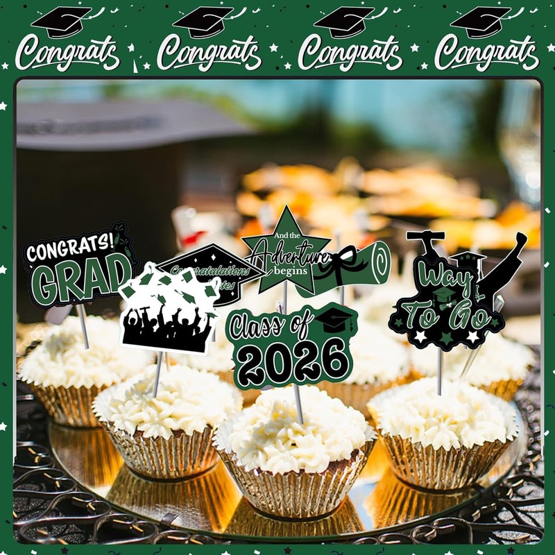 48 Pack Graduation Cupcake Toppers Class of 2026 Graduation Party gallery