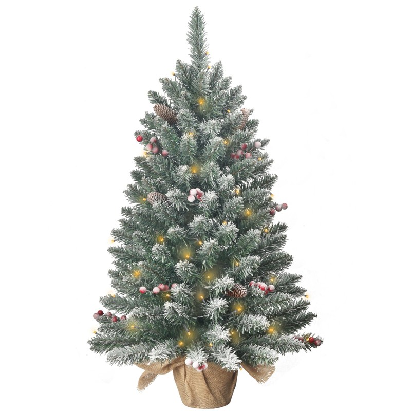 Szcxtop 3Ft Pre-Lit Christmas Treepartially Snow Flocked Artificial Xmas Pine
