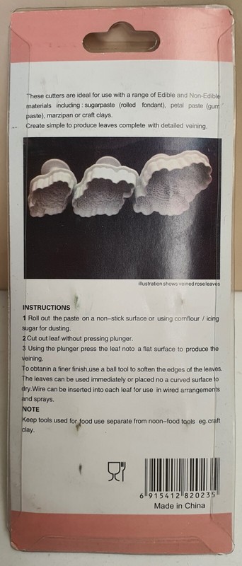 3 Pce Decorative Leaf / Abstract Shape Fondant Plunger Cookie Cutter Stamp Mold gallery