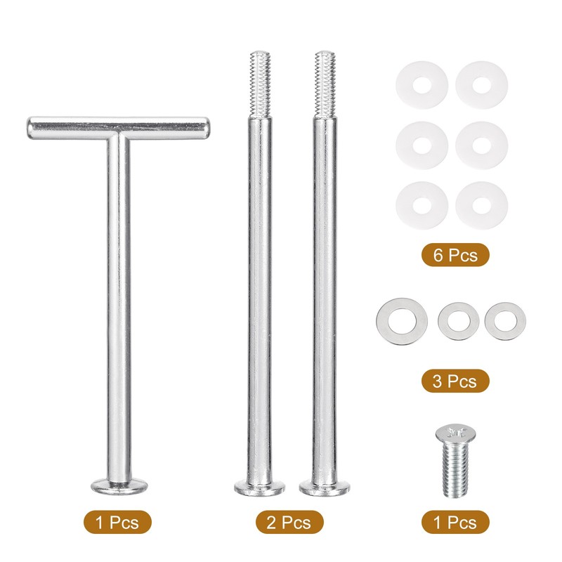 1 Set Cake Tray Stand Handle Plate Hardware Fitting 3-Tiers T-shape Silver gallery