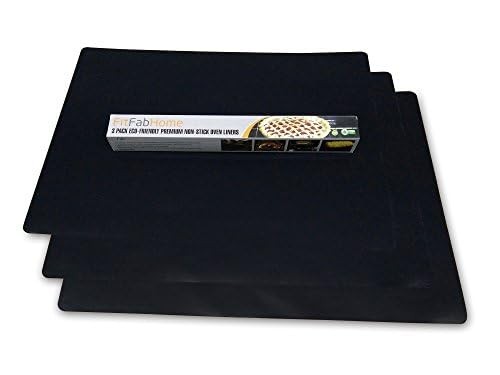 FitFabHome 3 Pack Large Non Stick Oven Liners Mat BPA and PFOA 3 Pack, Black gallery
